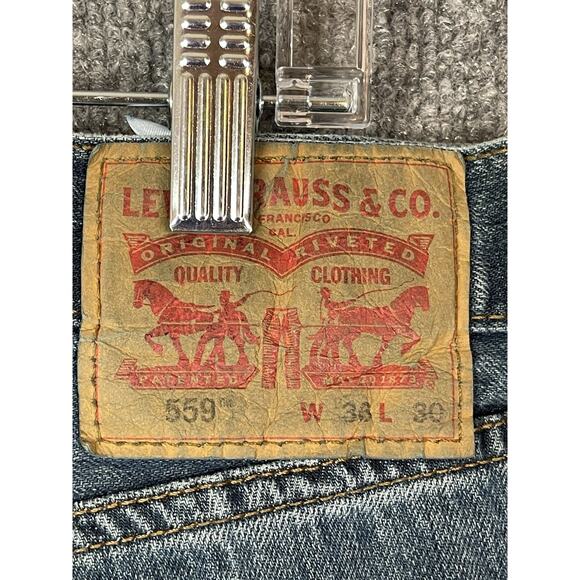 Levis 559 Jeans Men's 36x30 Blue Relaxed Straight Leg Stretch Denim Flex - Picture 12 of 15